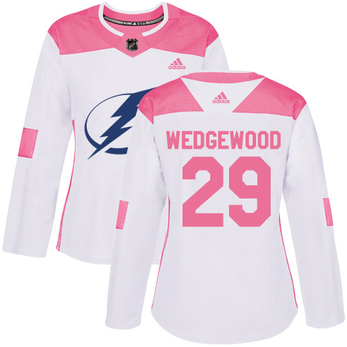 Adidas Tampa Bay Lightning #29 Scott Wedgewood White Pink Authentic Fashion Women Stitched NHL Jersey